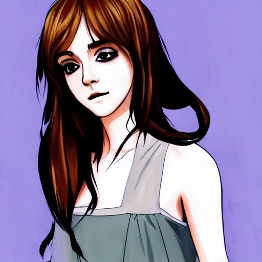 Prompt: a portrait of Emma Watson, anime art style