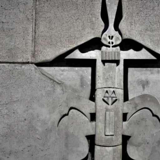 Image similar to a set of strange esotheric symbols on the outside wall at the entrance of a freemason temple