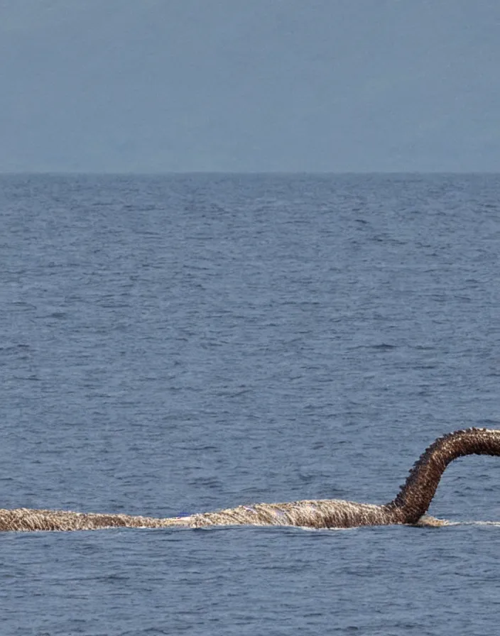 Image similar to an alleged photo of loch ness monster taken from very far away and zoomed in blurry hard to tell colorized