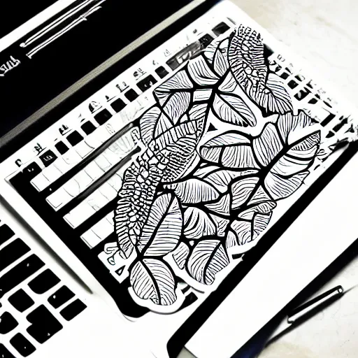 Image similar to amazing svg sticker art of a banana leaf, View, svg illustration, black and white, Sticker Art