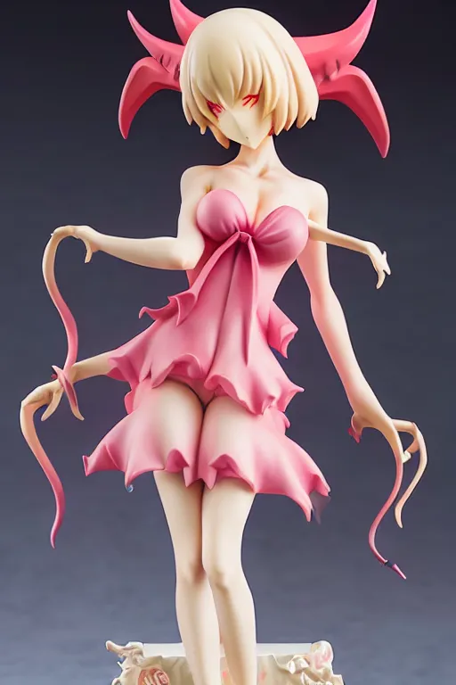 Prompt: figurine of the devil wearing an elegant summer blouse, personification, embodiment of concept, symbolization, official store photo, commercial photo, featured on amiami, lovecraftian, 8 k, 8 5 mm, beautiful composition, smooth curves