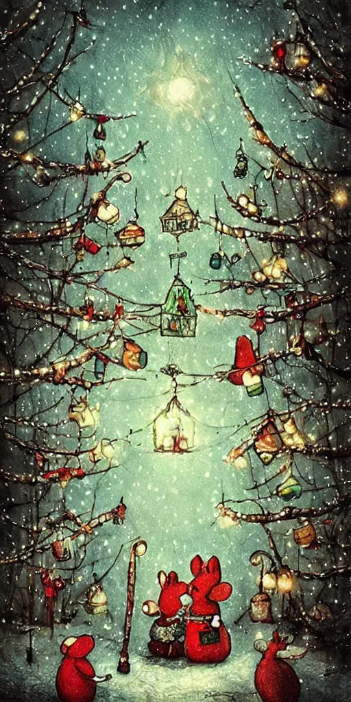 Image similar to a christmas mice scene by alexander jansson