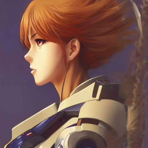 Image similar to An anime portrait of beautiful girl still from Robotech 1985 by Stanley Artgerm Lau ,WLOP, Ilya Kuvshinov ,James Jean, Andrei Riabovitchev , symmetrical