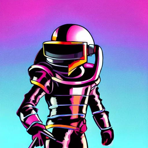 Image similar to shovel knight as daft punk, realist, digital art