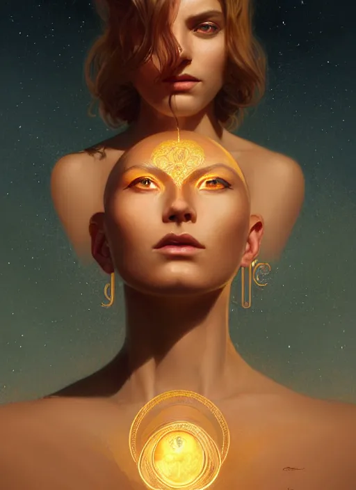 Prompt: a beautiful cinematic female sand goddess, golden tatto, galatic shamen with Quantum energy fantasy, fantasy magic, undercut hairstyle, dark light night, intricate, elegant, sharp focus, illustration, highly detailed, digital painting, concept art, matte, art by WLOP and Artgerm and Greg Rutkowski and Alphonse Mucha, masterpiece