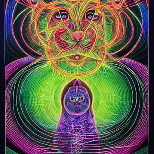 Image similar to Alex Grey Cat, Godself, Net of Being