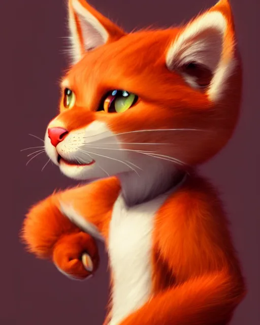 Image similar to character concept art of a cute young male anthropomorphic furry red cat | | cute - fine - face, pretty face, key visual, realistic shaded perfect face, fine details by stanley artgerm lau, wlop, rossdraws, james jean, andrei riabovitchev, marc simonetti, and sakimichan, trending on artstation