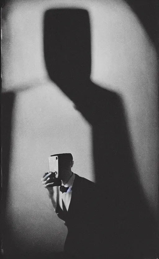 Prompt: kodak portra 4 0 0, wetplate, narrow shot, award - winning black and white portrait by britt marling of claude rains actor as the invisible man monster taking a selfie, creepy, universal horror movie,