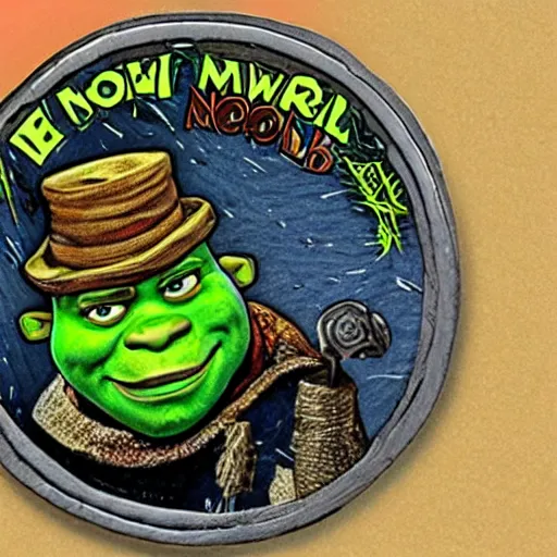 Image similar to reward coin shrek metal hacking connected network