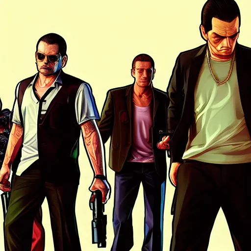 Image similar to grand theft auto 5 artwork of tokyo yakuza, stephen bliss, anthony mcbain, roxie vizcarra