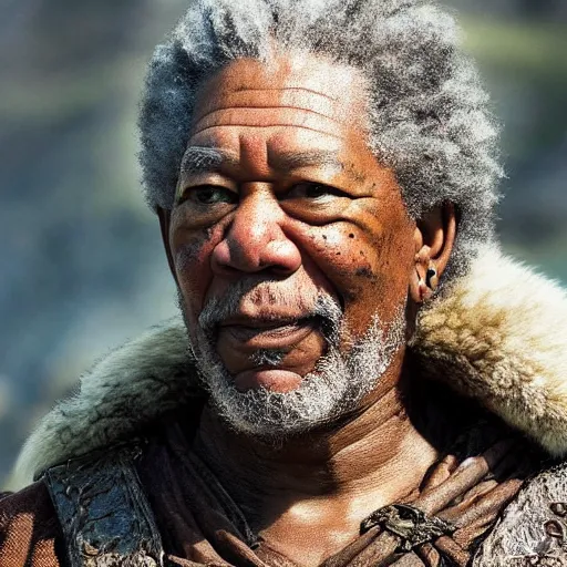 Prompt: Morgan Freeman in Vikings detail 4K quality super realistic