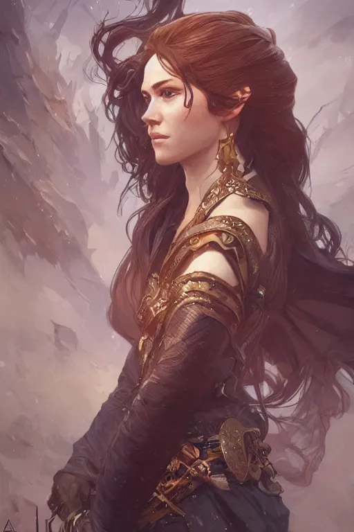 Image similar to a portrait of Norse queen, highly detailed, digital painting, artstation, concept art, sharp focus, illustration, art by artgerm and greg rutkowski and alphonse mucha