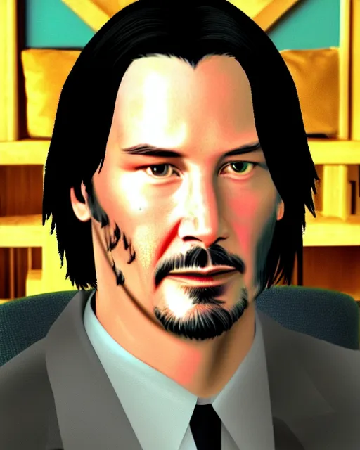 Image similar to keanu reeves rendered in n 6 4. nintendo 6 4 graphics keanu reeves