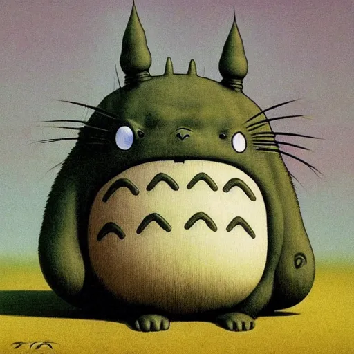 Image similar to totoro made by zdzisław beksinski