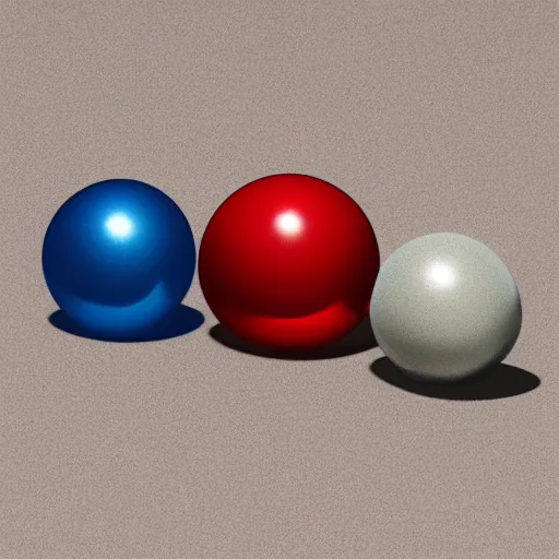 Prompt: spectrolite spheres on a red cube