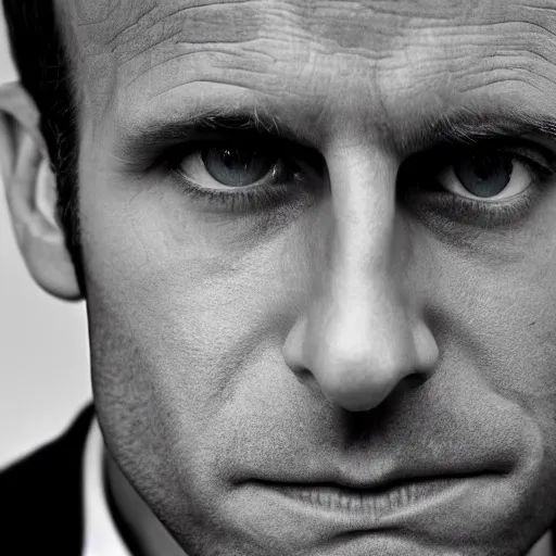 Prompt: closeup portrait of emmanuel macron as a thief in a smoky new york back street, natural light, sharp, detailed face, magazine, press, photo, steve mccurry, david lazar, canon, nikon, focus