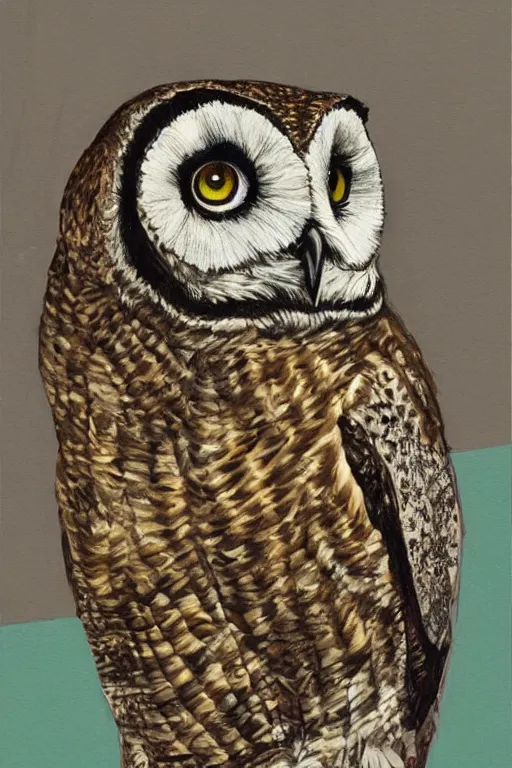 Prompt: Owls in Post-modern style, in color, realism, 8K, detailed, antiques, fantasy