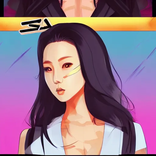 Image similar to hwasa in the style of gta san andreas, in the style of artgerm, rossdraws