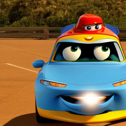 Image similar to jesus christ as a car from the movie pixar's cars 2,
