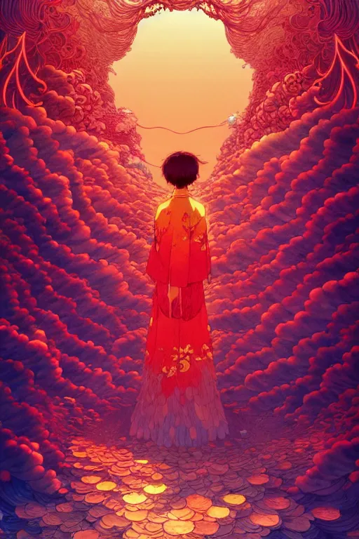 Image similar to a beautiful hyperdetailed character design 4 k wallpaper illustration of a huge reddish phoenix, victo ngai style, from china, style of studio ghibli, makoto shinkai, raphael lacoste, louis comfort tiffany, denoise, deblurring, artgerm, xision, james jean, ross tran, chinese style