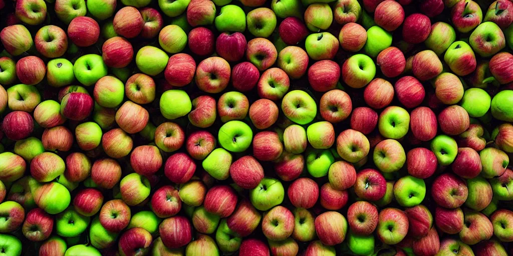 Prompt: a product picture of hundreds of apples, photographic filter, unreal engine 5, realistic, hyperdetailed, 8 k, cinematic, volumetric lighting, very realistic effect, hd, hdr, 4 k, sharp focus, octane render, ultra detailed, high resolution, trending on artstation in the style of albert dros glowing rich colors powerful imagery