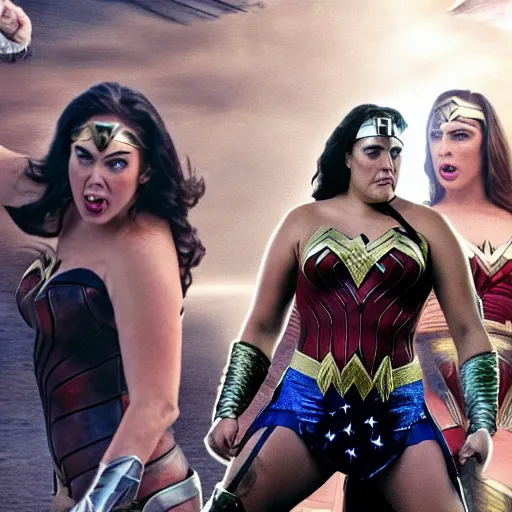 Image similar to a fat nic cage playing wonder woman, hd digital photography, movie still