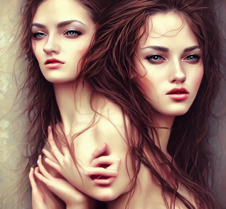 Image similar to beautiful woman, illustration, painting oil on canvas, intricate portrait, detailed, illustration, hd, digital art, overdetailed, art, concept, art