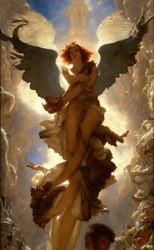 Image similar to Archangel casting a powerful spell by Adrian Smith and Delphin Enjolras and Daniel F. Gerhartz and Lawrence Alma-Tadema