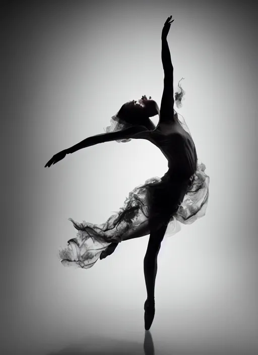 Image similar to a Photorealistic dramatic hyperrealistic render of a glamorous beautiful Female smoke dancer by Ken Brower and Deborah Ory of NYC Dance project,Lois Greenfield,Flowing cloth and smoke,Beautiful dynamic dramatic dark moody lighting,volumetric,shadows,cinematic atmosphere,Octane render,8K