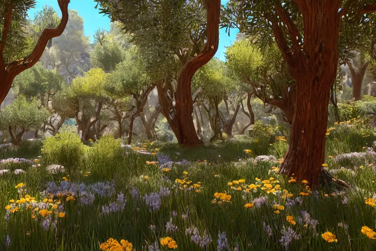 Prompt: diamond forest with gilded trees and jeweled flowers by unreal engine, photorealistic