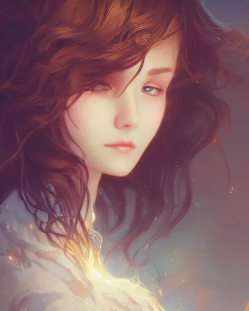 Image similar to beautiful girl brown blob hair, cute, intricate, highly detailed, digital painting, trending on artstation, concept art, smooth, sharp focus, backlit, rim light, vivid colors, illustration, unreal engine 5, 8 k, art by rossdraws and alphonse mucha