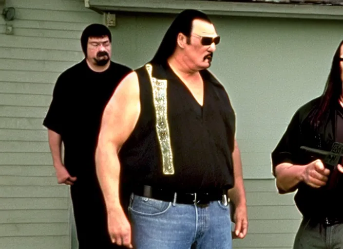 Image similar to steven seagal in a still from the tv show trailer park boys (2001)