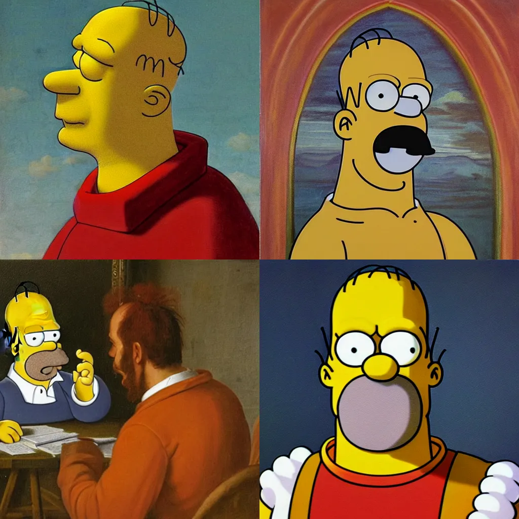 Prompt: homer simpson, classical painting