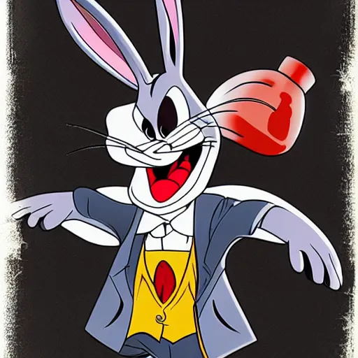 Prompt: bugs bunny gangster with blood spray, rule of thirds, insanely detailed, photorealistic, 8 k.