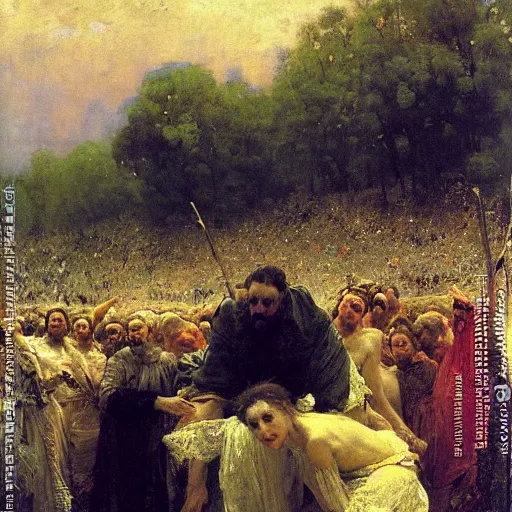 Prompt: the dream of the old tyrant, by ilya repin, oil on canvas, 1 8 8 3