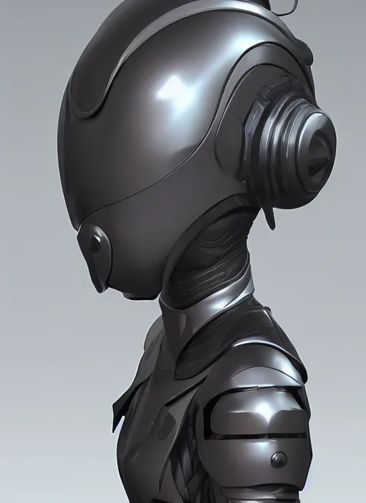 Image similar to a woman in a futuristic helmet with arms crossed, a 3 d render by senior character artist, featured on zbrush central, neo dada, zbrush, polycount, rendered in maya