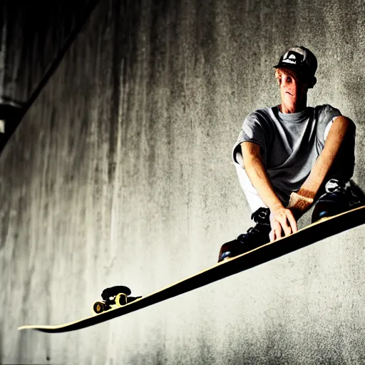 Image similar to ! dream portrait the bottom half of tony hawk, completely severed at the waste, skateboarding, sharp focus, 4 k editorial photograph, soft lighting, shallow depth of field, people out of focus