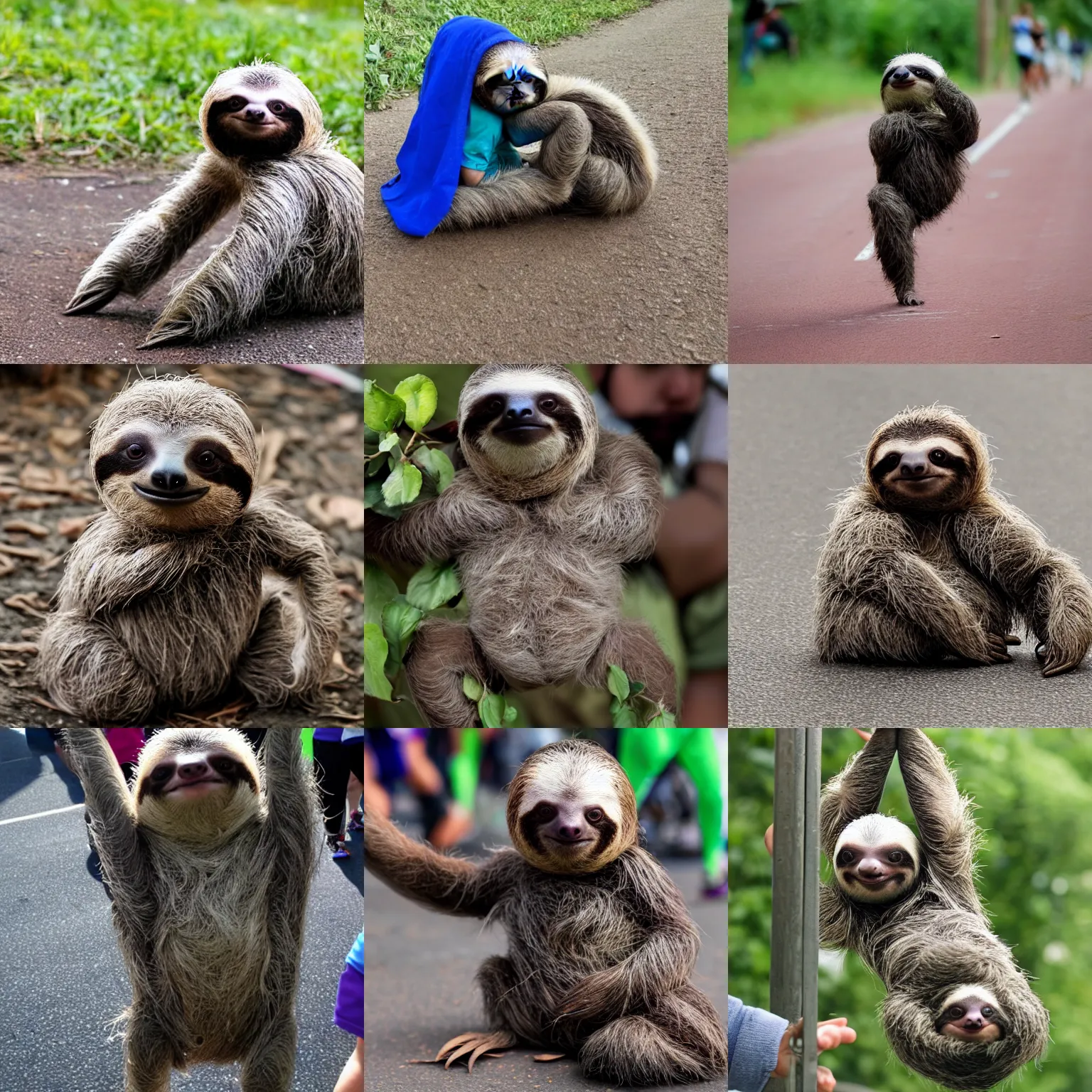 Prompt: baby sloth winning a marathon