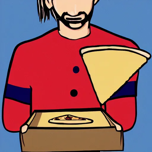 Image similar to a man delivering pizza by huskmitnavn