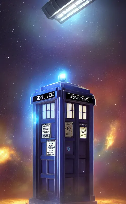 Image similar to a portrait of a tardis, in space, dynamic lighting, photorealistic fantasy concept art, trending on art station, stunning visuals, creative, cinematic, ultra detailed