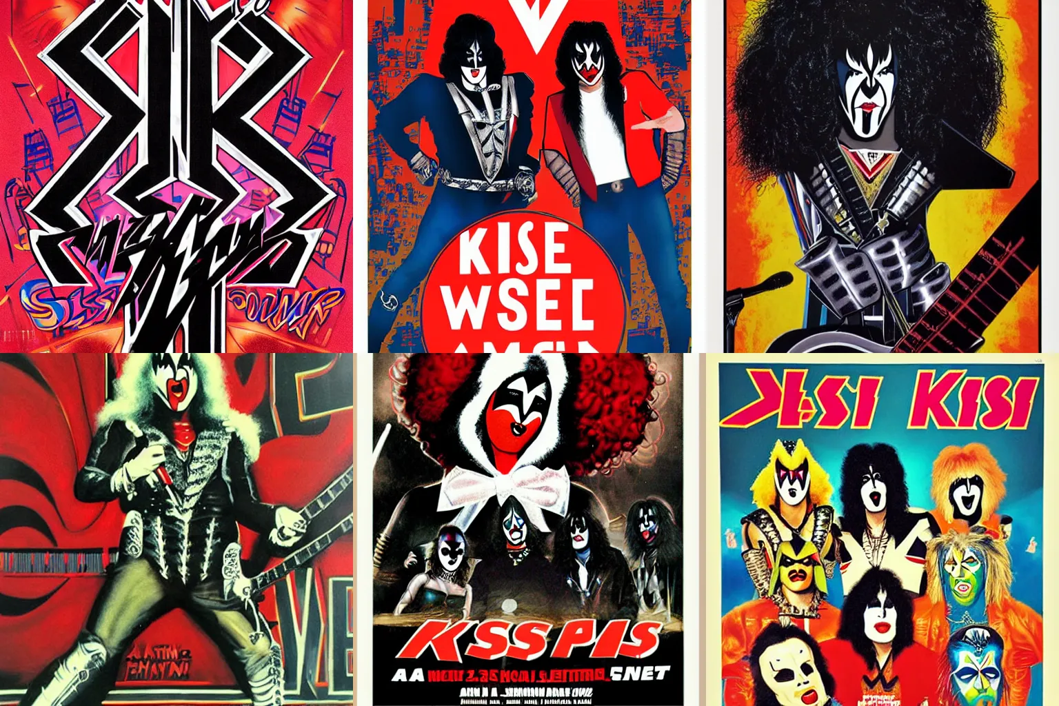 Prompt: a wes wilson poster, art, concert for kiss, punk