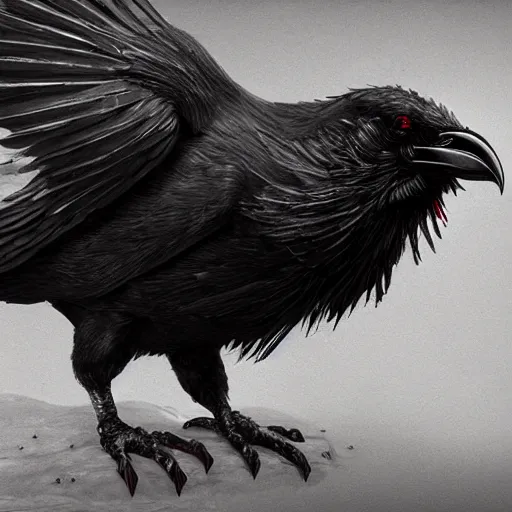 Image similar to a raven made of bloody knives, ultra realistic, concept art, intricate details, highly detailed, photorealistic, octane render, 8 k, unreal engine, art by frank frazetta, simon bisley, brom