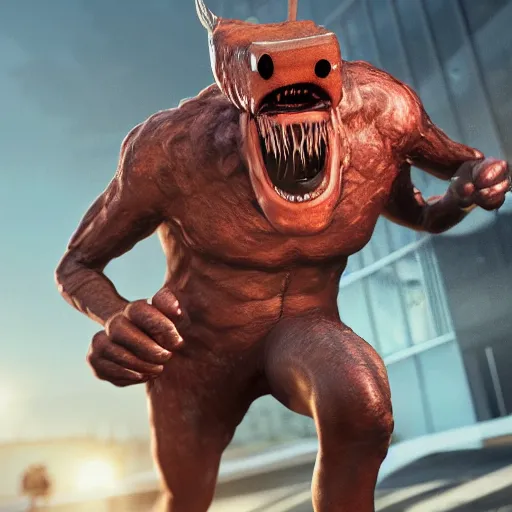 Image similar to HD, strange stock photo of a cyclops monster running a marathon, CGsociety, 3dcg, trending on ArtstationHD, artstation, highly detailed, rendered image