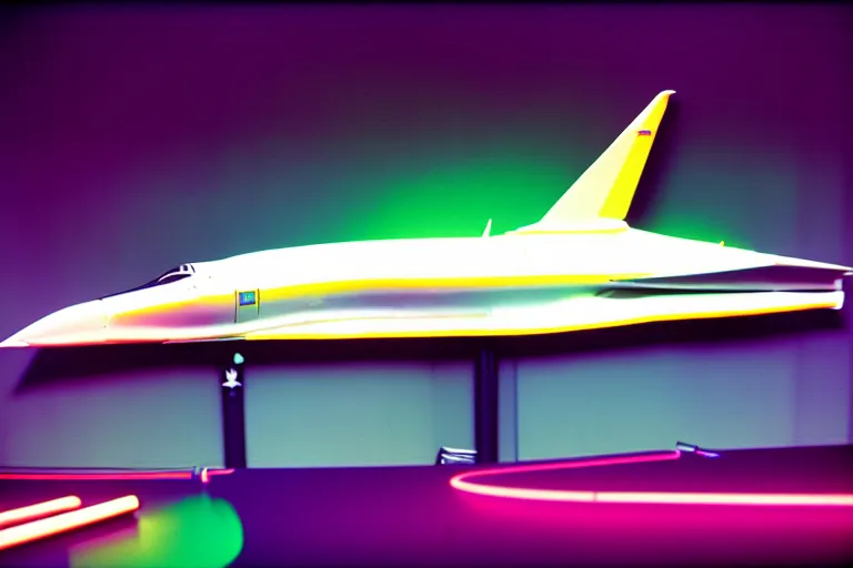 Image similar to stylized poster of the concorde concept, thick neon lights, ektachrome photograph, volumetric lighting, f 8 aperture, cinematic eastman 5 3 8 4 film