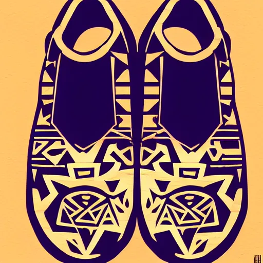 Image similar to sneaker design, astec mayan street fashion native punk shoe design, majora's mask, wearing wooden mask, ship hop sneaker design with subtle mayan patterns, gapmoe yandere grimdark, trending on pixiv fanbox, painted by greg rutkowski makoto shinkai takashi takeuchi studio ghibli, akihiko yoshida