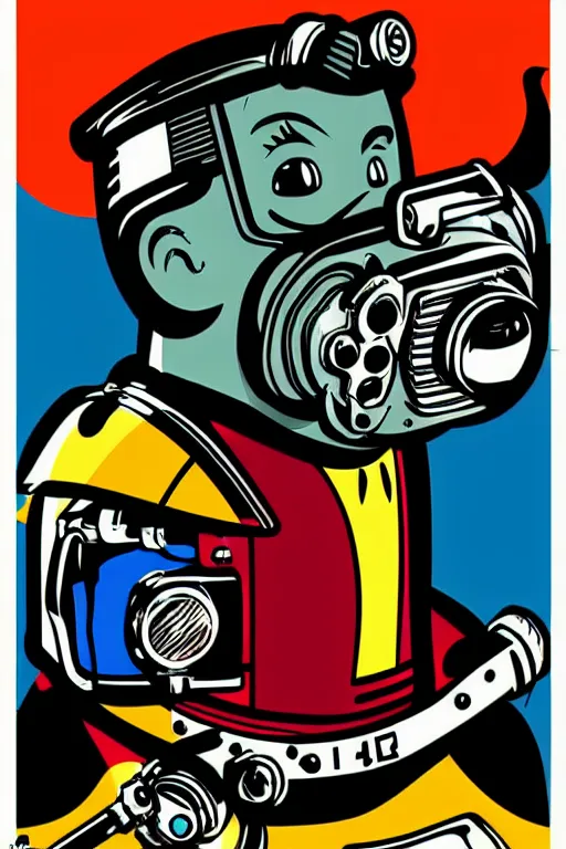 Image similar to fallout 7 6 retro futurist illustration art by butcher billy, sticker, colorful, illustration, highly detailed, simple, smooth and clean vector curves, no jagged lines, vector art, smooth andy warhol style