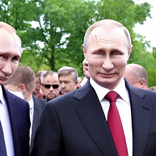 Image similar to lukaszenka and putin on a love parade