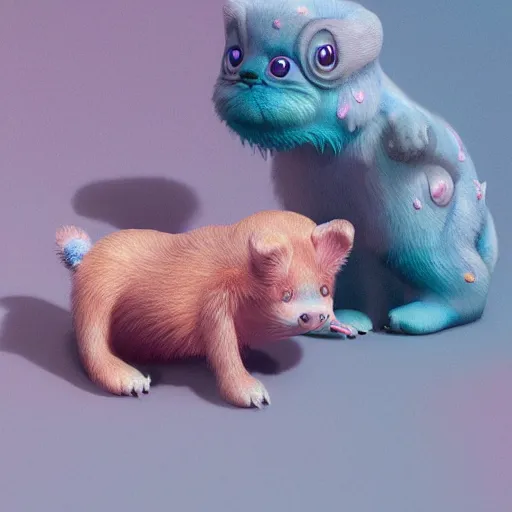 Image similar to highly detailed sureal cute animals made from hiper detailed pastel colour melting wax, cinematic, 8 k, octane, redshift, unreal 5, artstation, behance, deviantart, vray, well rendered : 1 by james jean, by victo ngai, 4 k resolution, trending on artstation, very very detailed, masterpiece, stunning