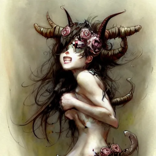 Prompt: ( ( ( ( ( cute succubus girl. muted colors. ) ) ) ) ) by jean - baptiste monge!!!!!!!!!!!!!!!!!!!!!!!!!!! high resolution