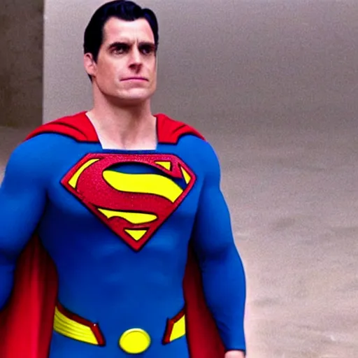 Prompt: Movie still of Jordan Peterson as superman and crying